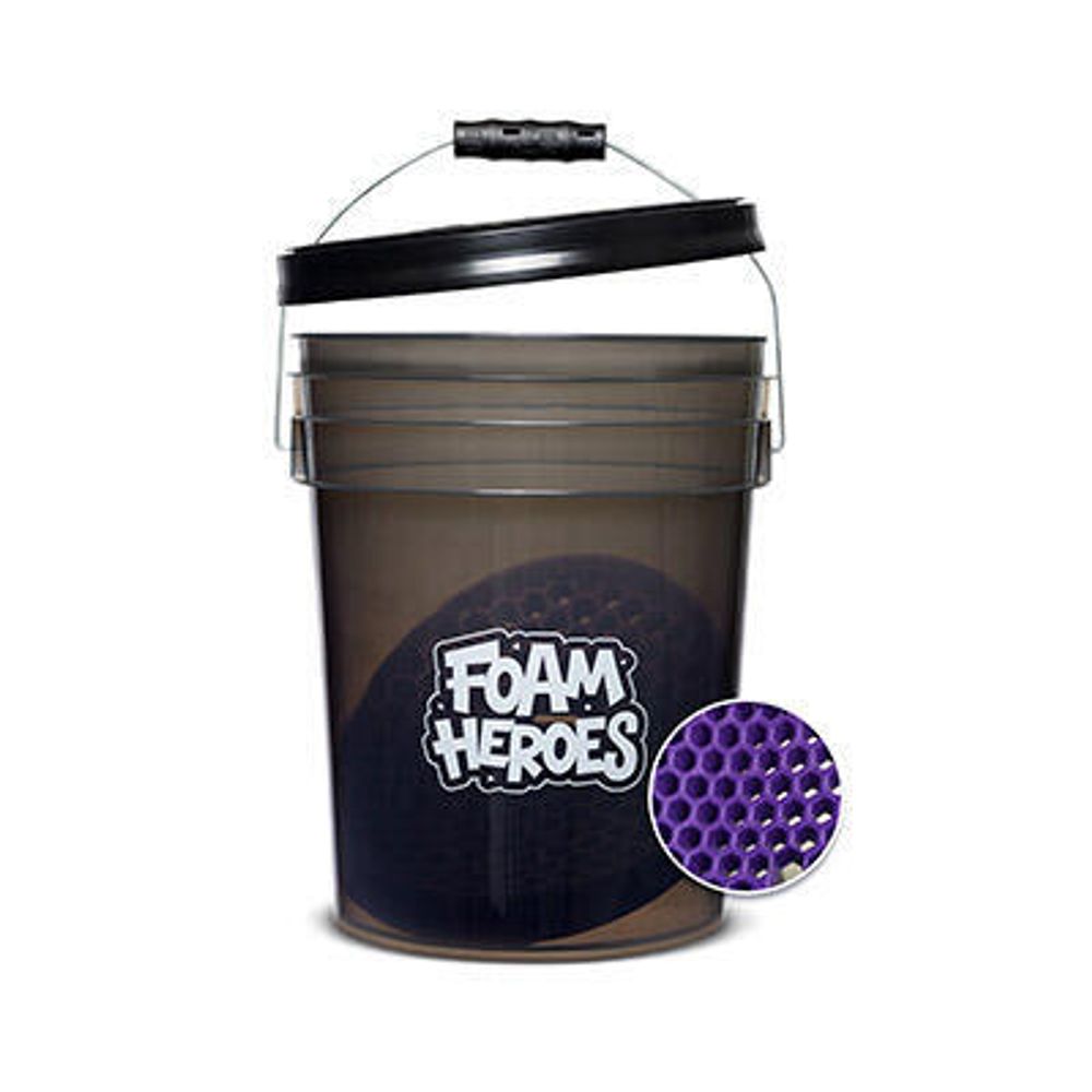 FHT062 Foam Heroes Detailing Bucket ведро с сепаратором и крышкой для детейлинг мойки, 20л