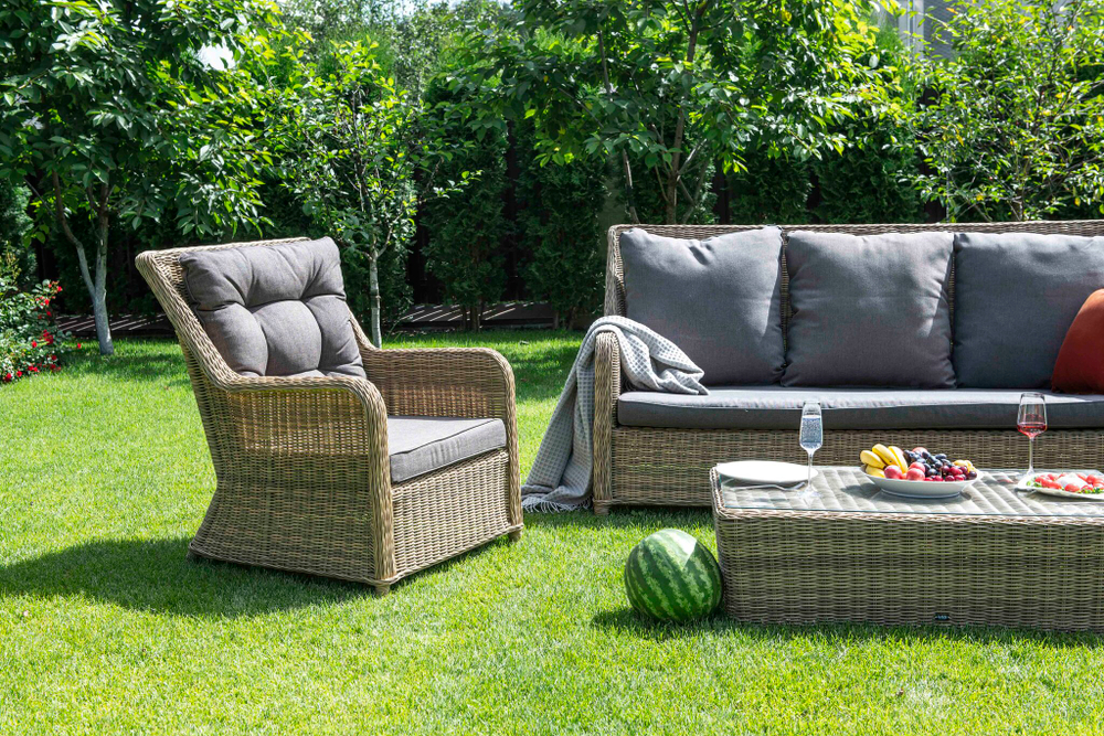 "Гляссе" лаунж-зона из искусственного ротанга, цвет соломенный