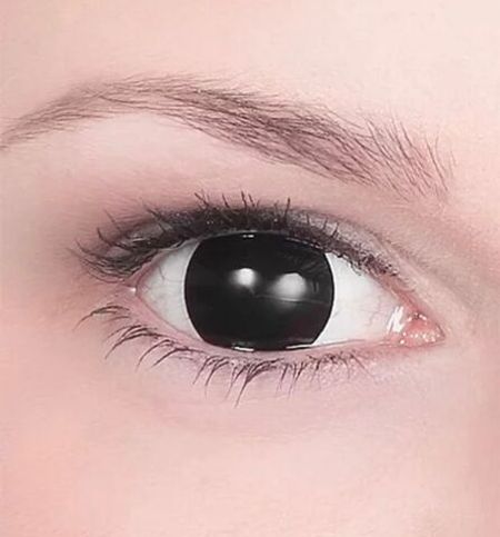 Мини склеры черные линзы Marquise black night / Увеличивающие карнавальные черные линзы для сьемок и на хеллоуин