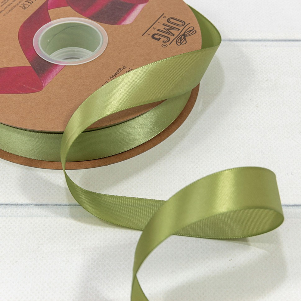 Лента Атласная 2,5см х 110м Полиэстер класс А (Зеленый)