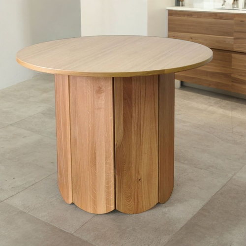 Стол кухонный круглый Кордо, обеденный дизайнерский стол, шпон дуба, ножки из массива дуба