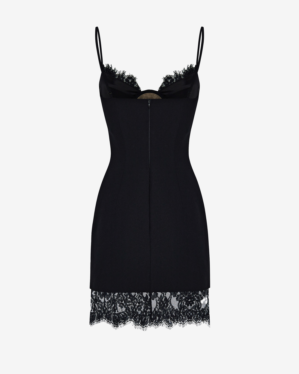 Платье мини из крепа и кружева