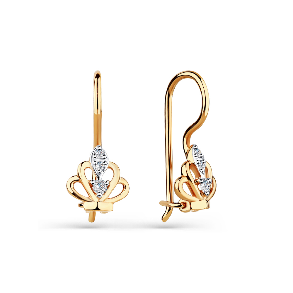 Серьги из золота 585 пробы с 4 Фианит