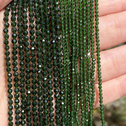Авантюрин синтетический граненые бусины 2/3/4 мм, на нитке 38 см, цвет: Зеленый