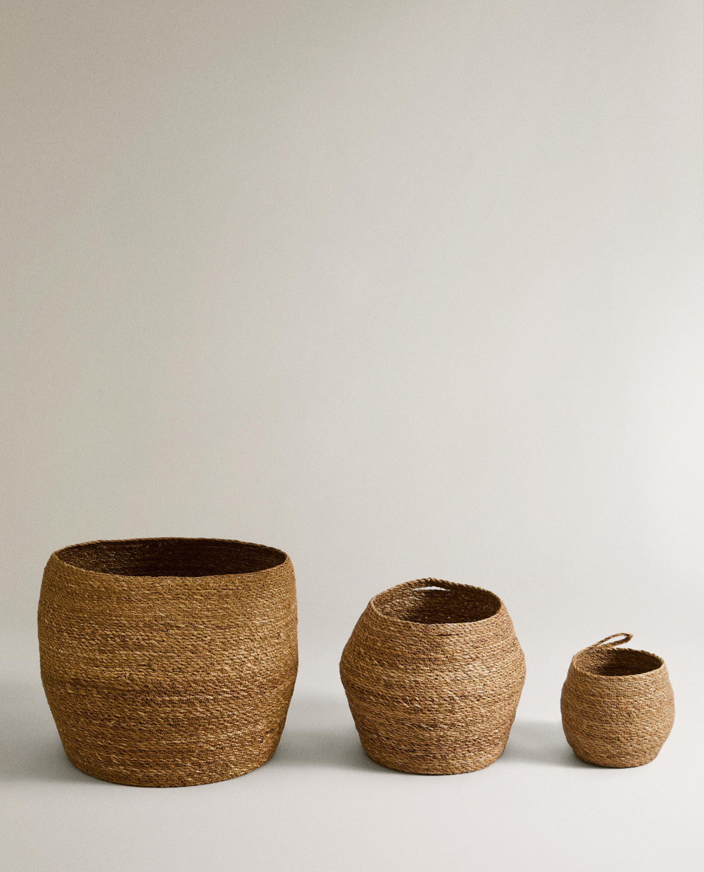 Zara Home Корзина из морской травы, цвет бежевый, 18 см · 8340/049