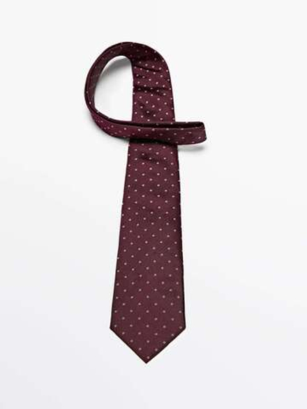 Massimo Dutti Галстук из 100% шелка,  гранатовый
