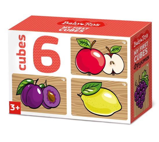 Кубики "Фрукты" (без обклейки) 6 шт BABY TOYS