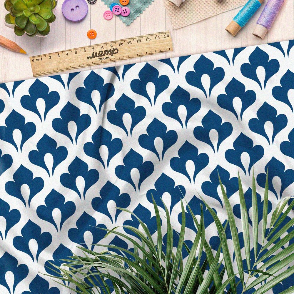 Ткань шелк Армани синий королевский узор