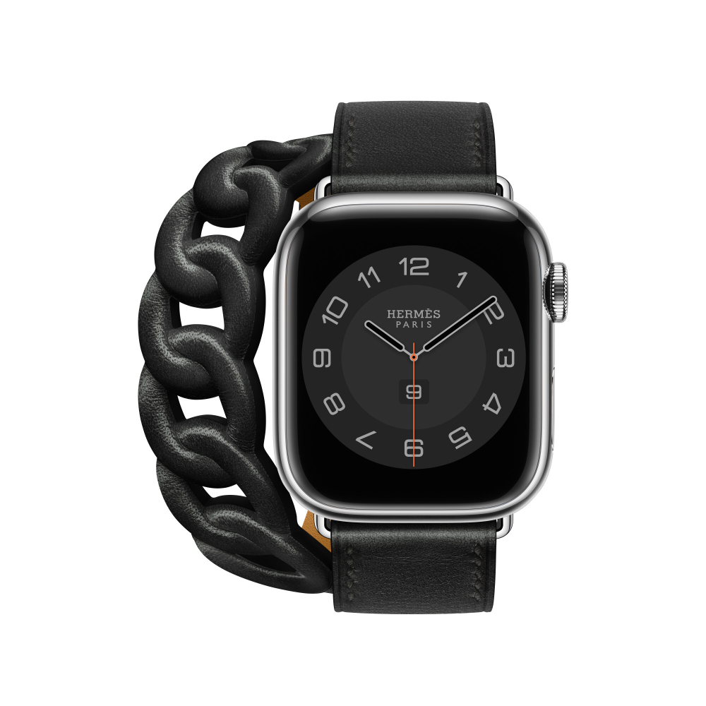 Apple Watch Hermès - 41mm Noir Swift Leather Gourmette Double Tour