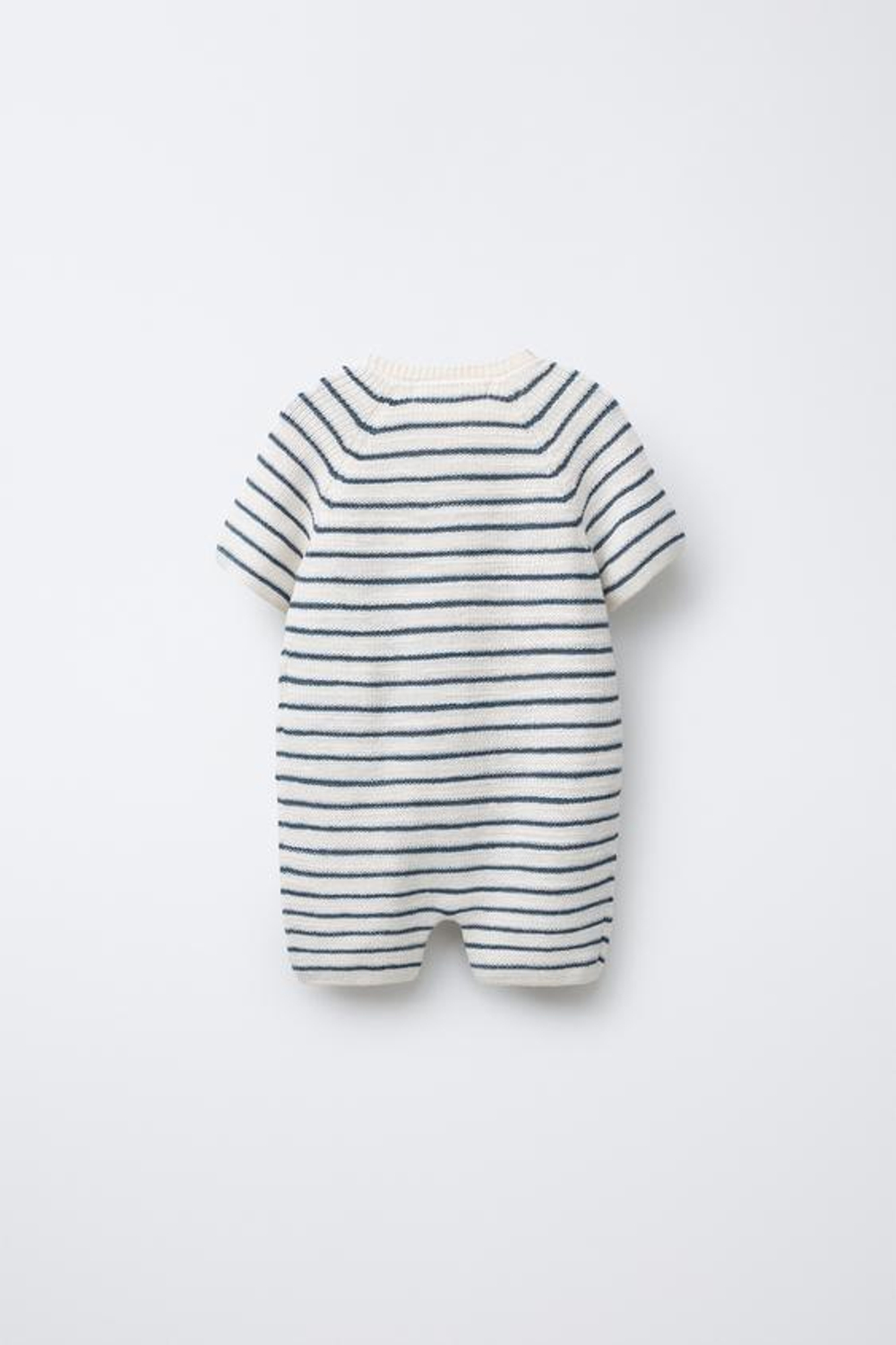 ZARA ТРИКОТАЖНЫЙ КОМБИНЕЗОН В ПОЛОСКУ, ЭКРЮ