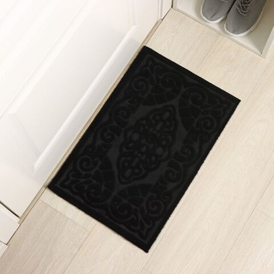 Черный влаговпитывающий придверный коврик «Восточная сказка» без окантовки (39х62 см) (Цвет: не задано)