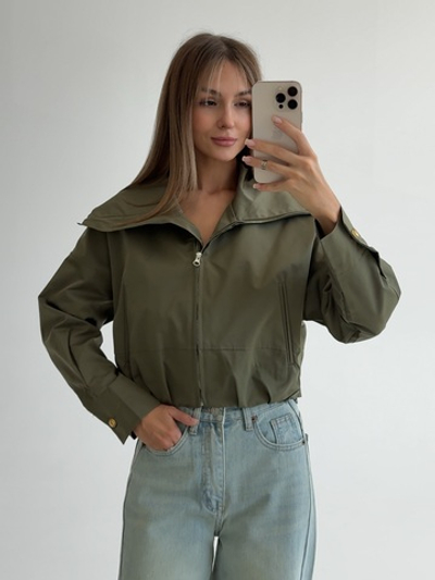 Ветровка укороченная, на молнии, с воротом