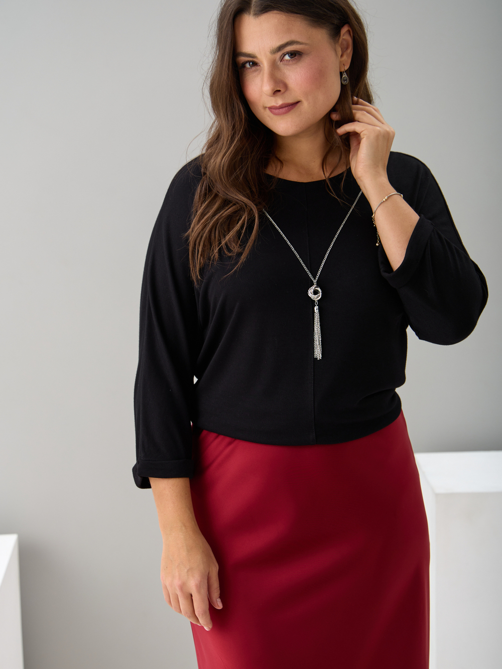 Блузка БЛв-381/черный-цепочка