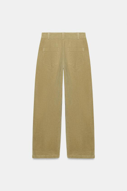 ZARA ВЕЛЬВЕТОВЫЕ БРЮКИ BARREL, СВЕТЛЫЙ ЖЕЛТО-КОРИЧНЕВЫЙ