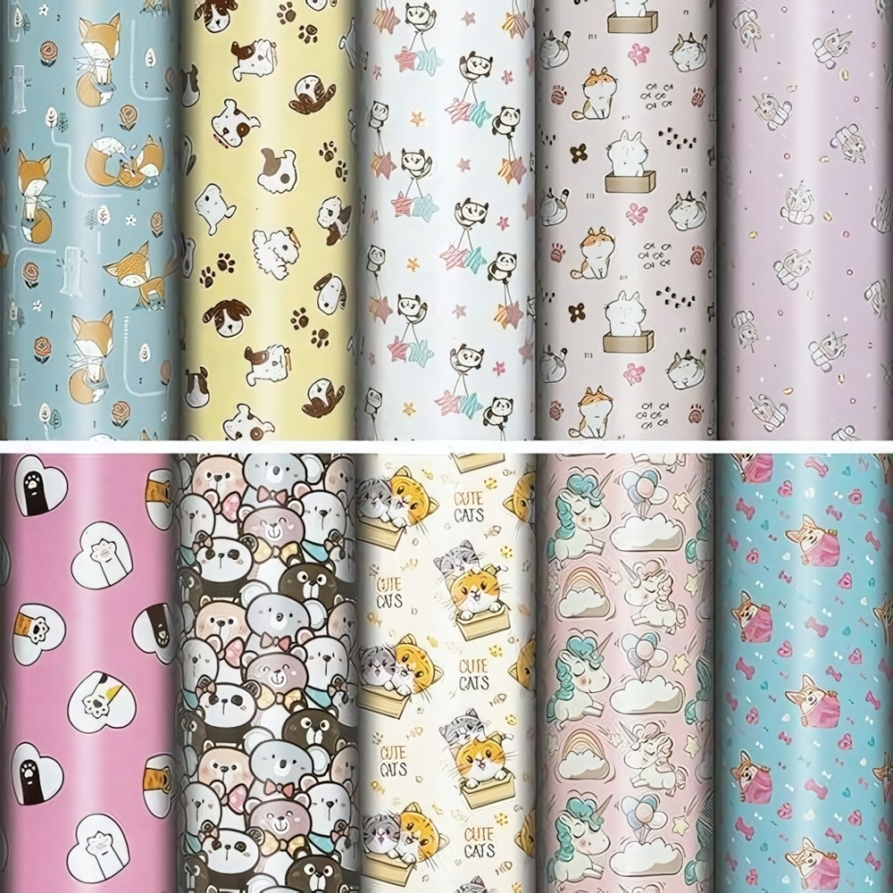 Бумага упаковочная 70x100см. "Funny Animals" 10 дизайнов в ассорт. (Золотая сказка)