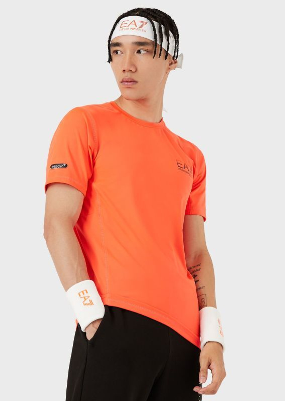 Напульсник теннисный EA7 Unisex Woven Cuff - white/orange