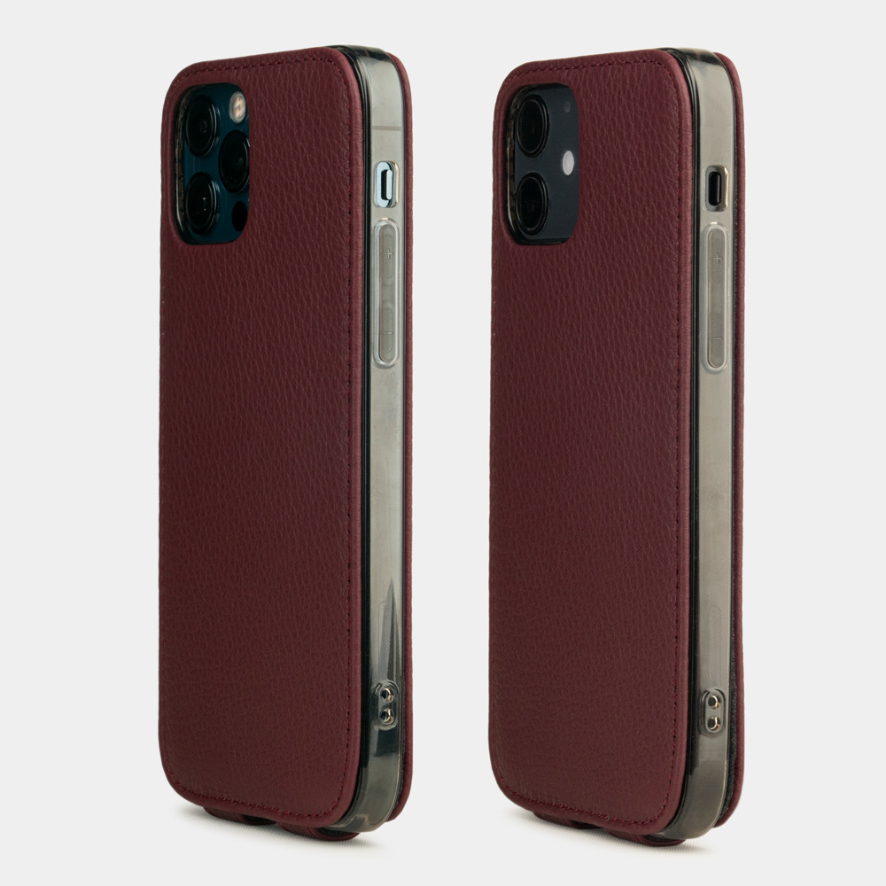 Чехол для iPhone 12/12Pro из кожи теленка, бордового цвета