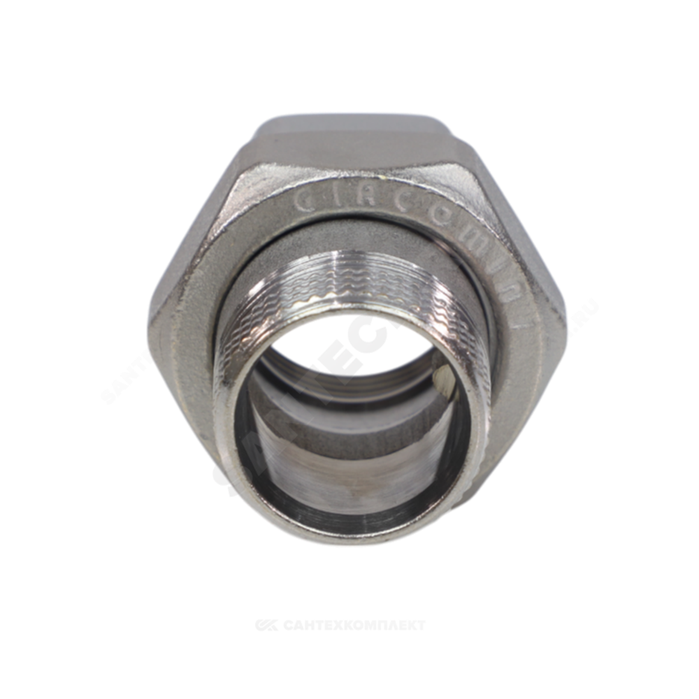 Соединитель латунь хром американка Ду 20 (3/4") прямой ВР/НР R18 Giacomini R18X004