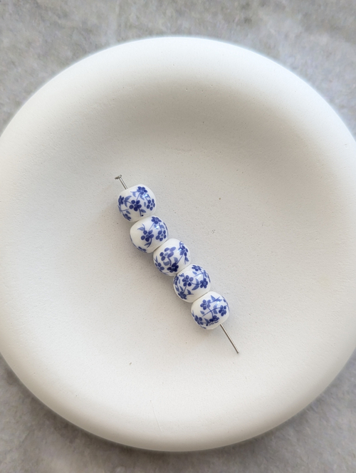 Бусины керамика 8мм, гжель , 10шт