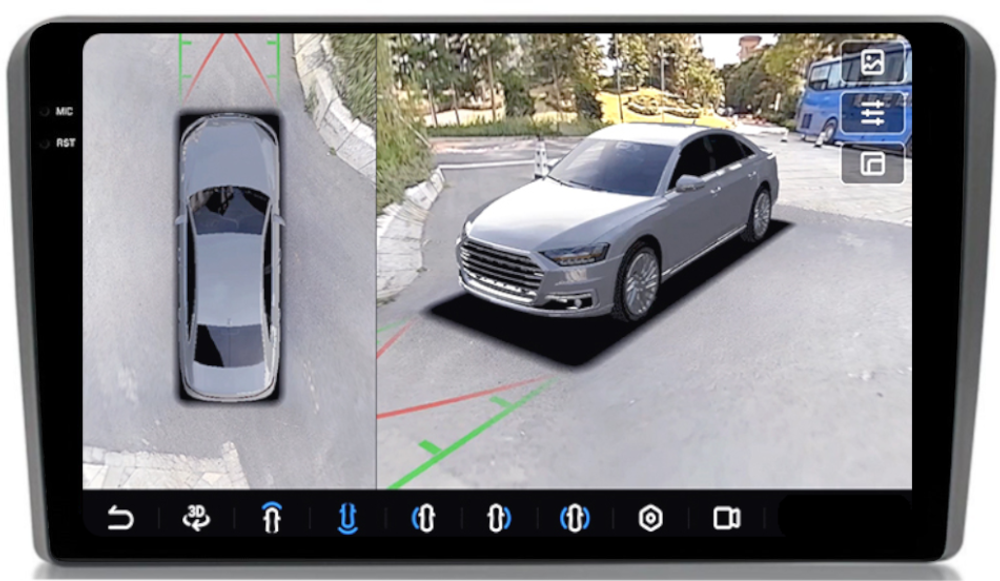 Магнитола для AUDI A3 8P 2003-2011 - FarCar BX049M-360 монитор 9.5" 2K QLED на Android 13, 6Гб+128Гб, CarPlay, 4G SIM-слот, 4 камеры в комплекте