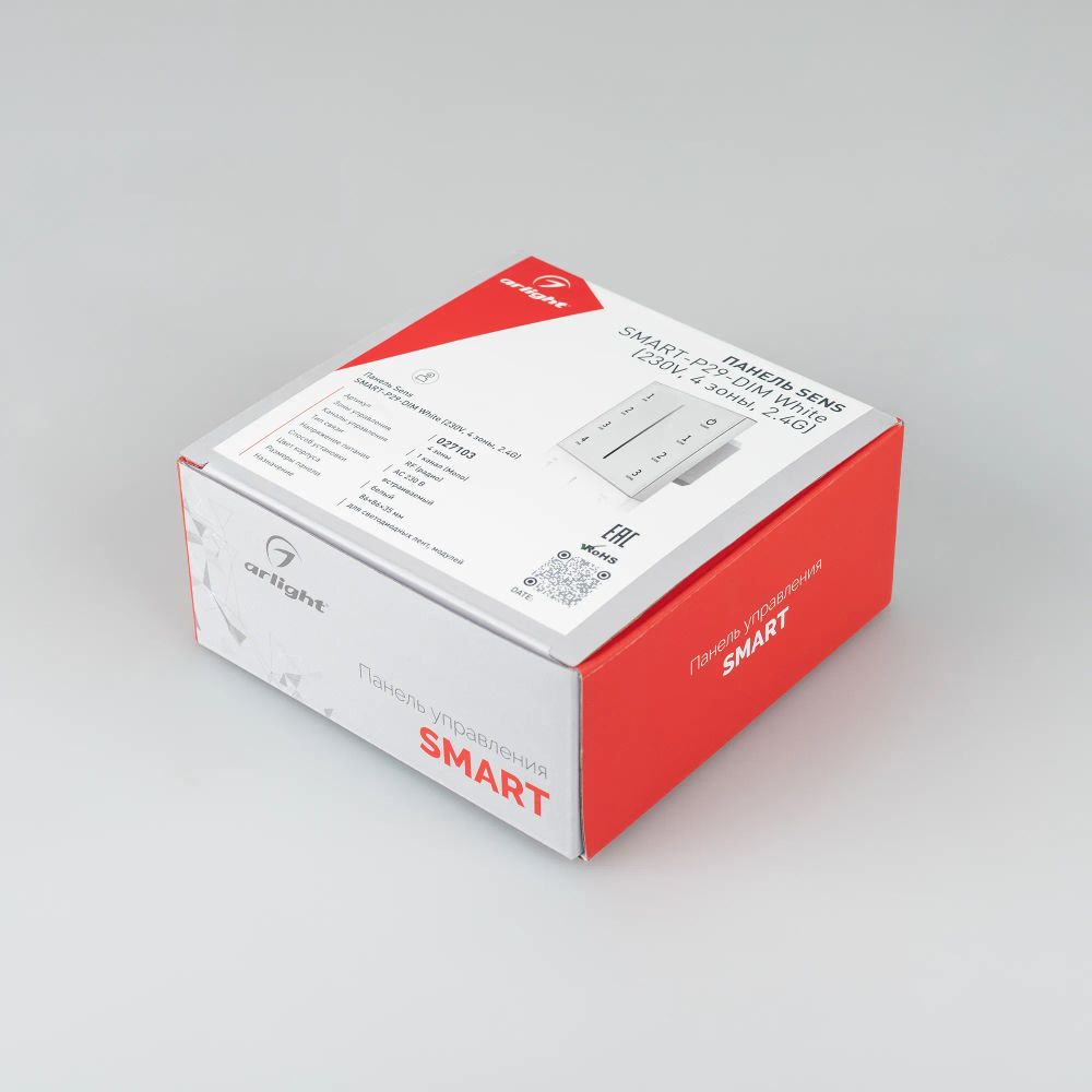 Панель Sens SMART-P29-DIM White (230V, 4 зоны, 2.4G) (Arlight, IP20 Пластик, 5 лет) 027103