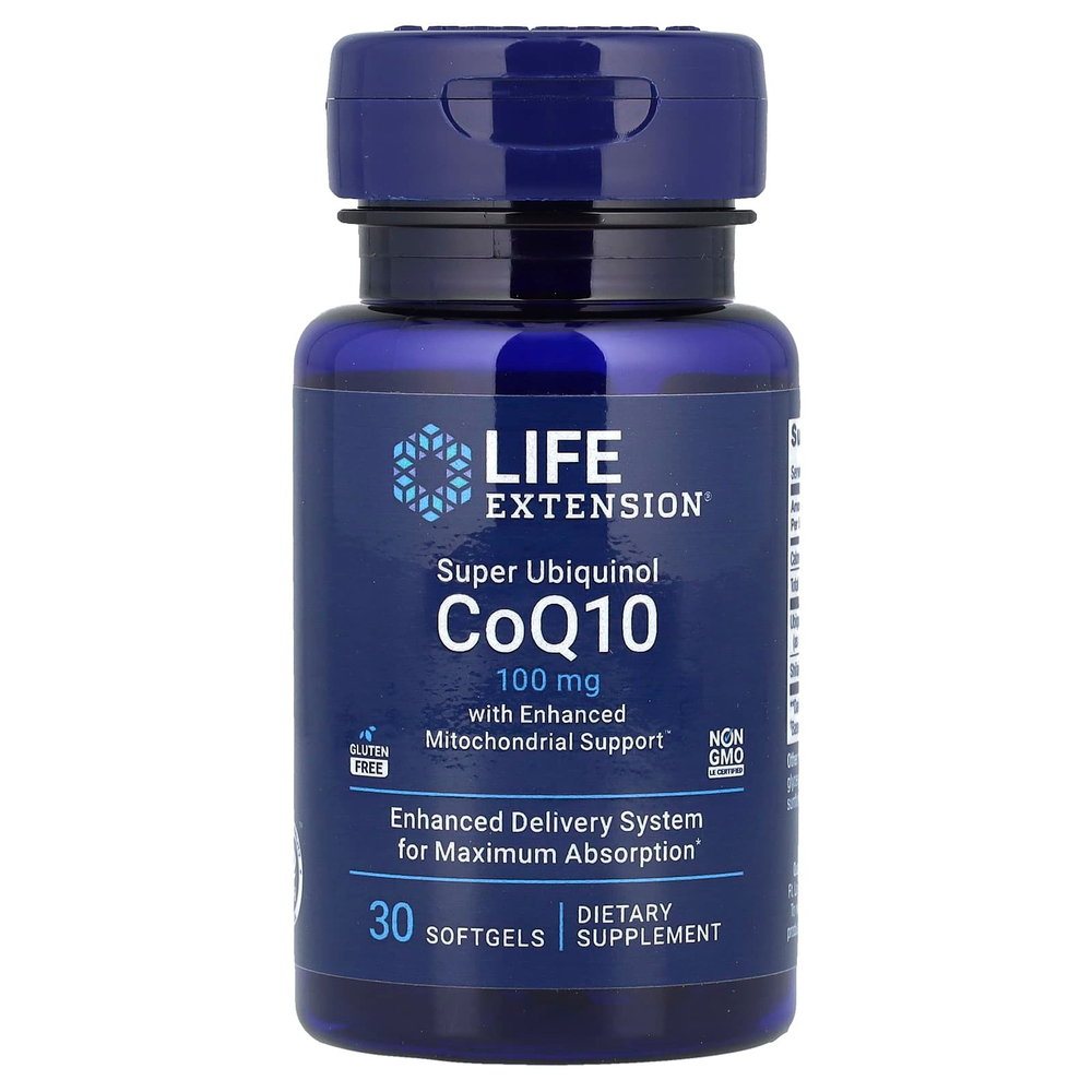 Life Extension, суперубихинол коэнзим Q10 с улучшенной поддержкой митохондрий, 100 мг, 30 мягких таблеток