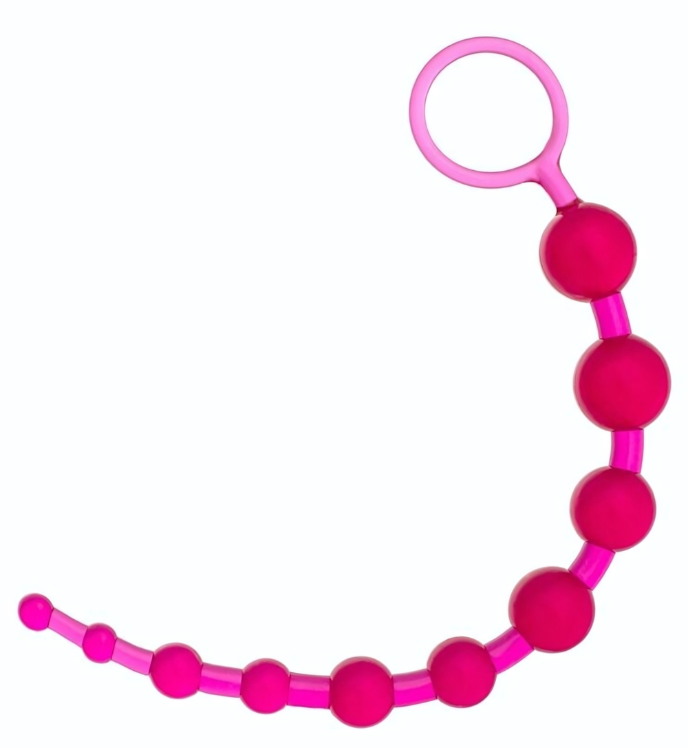 Розовая анальная цепочка из 10 шариков - 30 см. (Цвет: розовый)