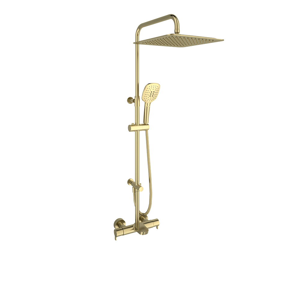 Душевая термостатическая система с изливом и с регулировкой высоты BLAUTHERM 945612RPK300OC золото