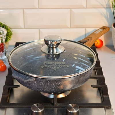 Сковорода 24см Premium blue со съемной ручкой и стеклянной крышкой