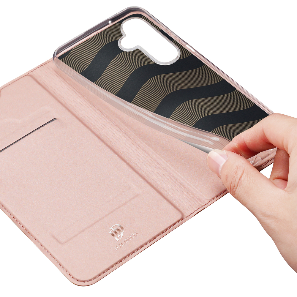 Чехол книжка из PU кожи розового цвета от Dux Ducis для Samsung Galaxy A17 5G, серия Skin Pro Series Case