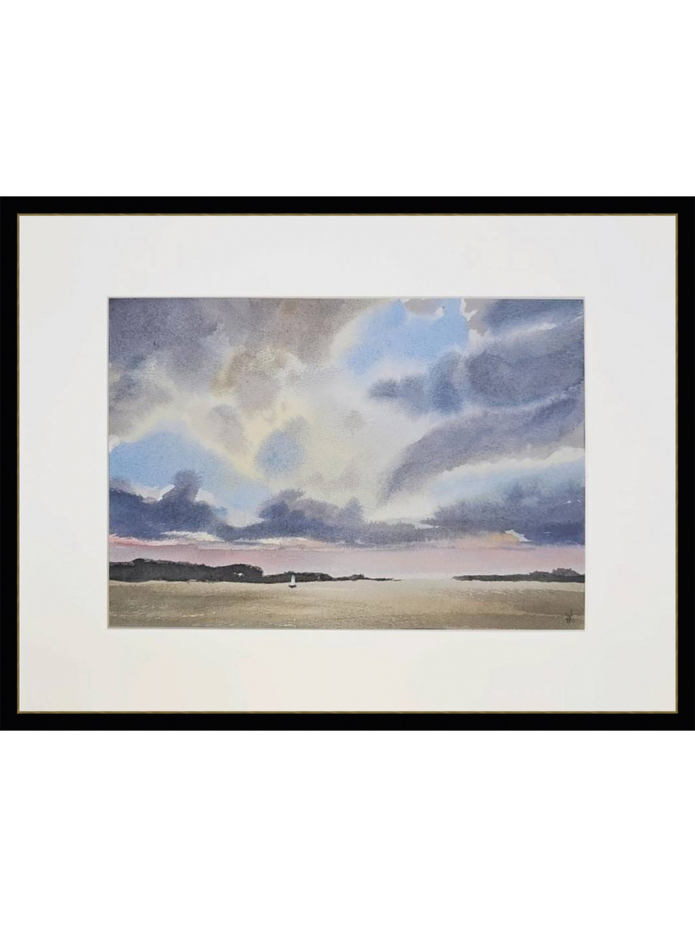 Картина авторская акварельная в паспарту 30х40 см на стену для интерьера "Пейзаж"