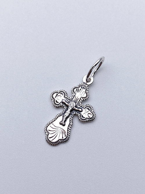 Крест из серебра/Частичное чернение/С подвижным ухом