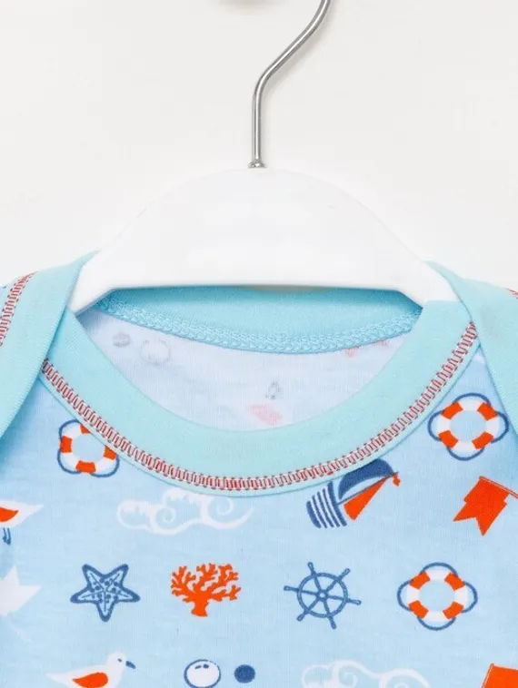 Боди детское «Полоска с якорем», цвет голубой, рост 80 см
