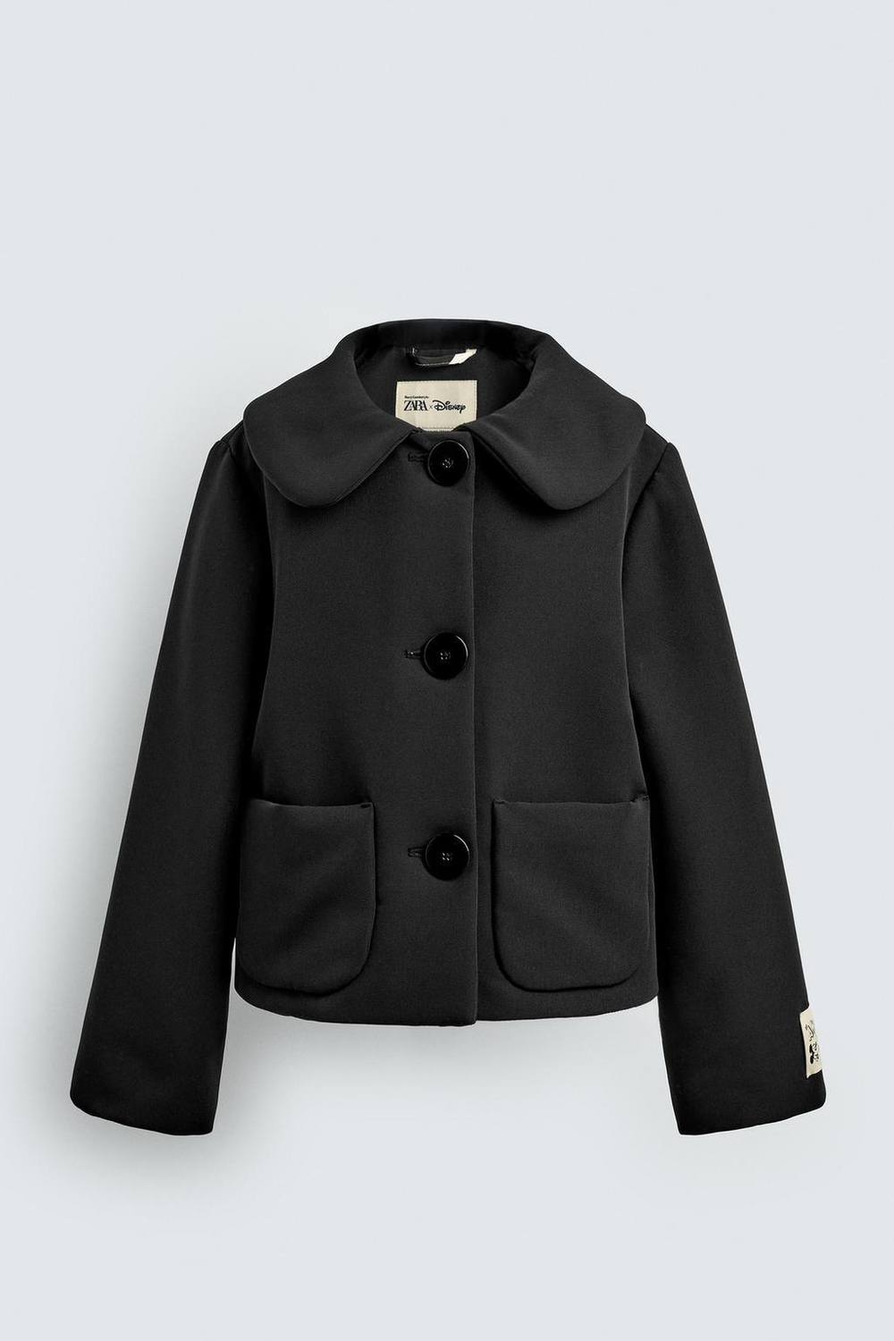 ZARA Х DISNEY КУРТКА С КРУГЛЫМ ВОРОТНИКОМ, ЧЕРНЫЙ