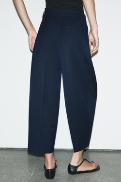 ZARA БРЮКИ С ПЕРЕКРЕСТНЫМ ПОЯСОМ, МОРСКОЙ СИНИЙ
