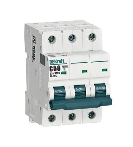 Выключатель автоматический модульный 3п C 50А 10кА ВА-105 DEKraft 13182DEK