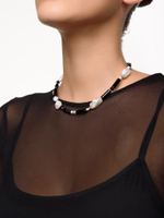 Чокер "Chess queen" с черным агатом Silver