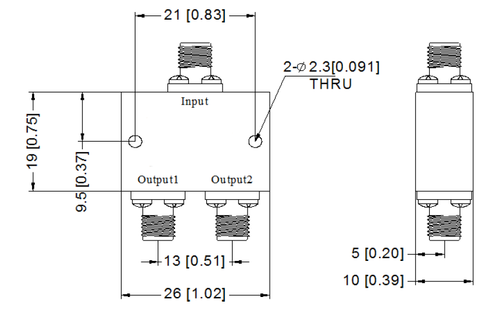 LFT-2W60400-K, 2-канальный резистивный делитель мощности, 2.92 мм, 6-40 ГГц
