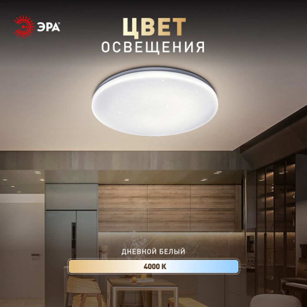 Светильник потолочный светодиодный ЭРА Классик без ДУ SPB-6 WH 24W-4K Slim Night SKY | Светильники SPB-6 без ДУ