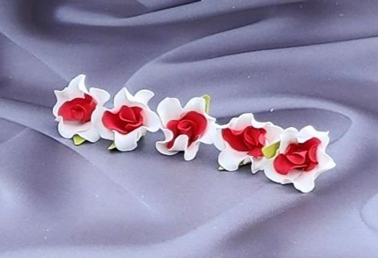 Цветы из латекса (фоамарина) бело-красный 4.5 см, набор 5 штук