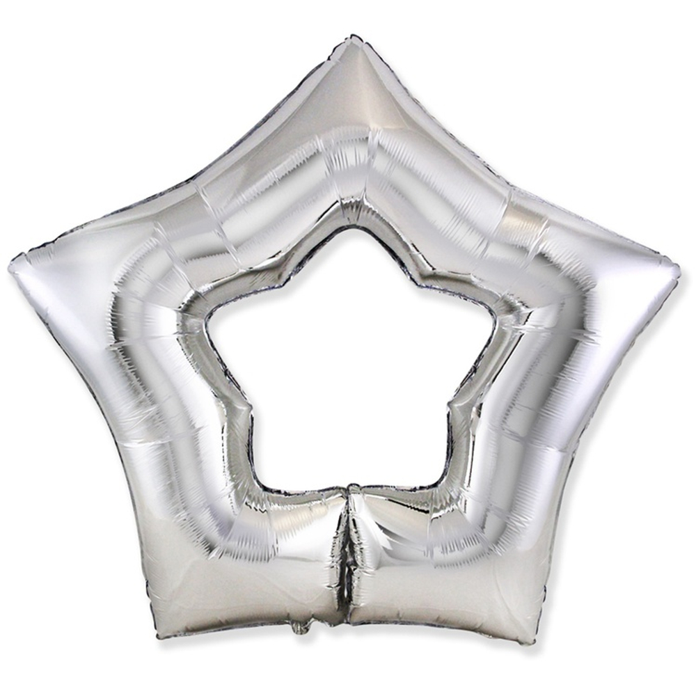 Шар фольгированный Звезда 95 см (Серебряный)