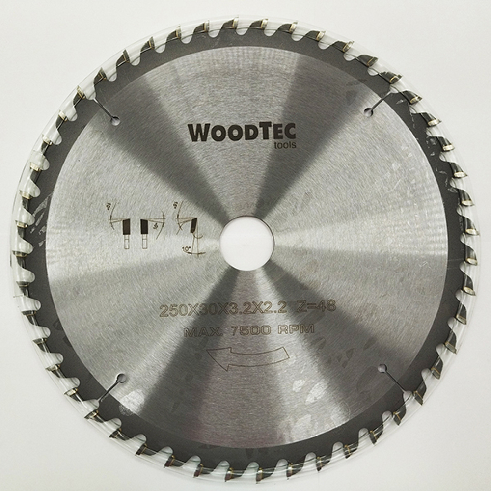 Пила дисковая Ø250 х 30 х 3,2/2,2 Z48 WZ WoodTec
