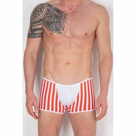 Мужские трусы боксеры в оранжевую полоску с белой вставкой Cosmos Colors FM30_OW