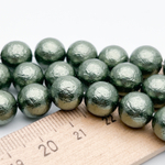 "Майорка" с эффектом фольга, цвет оливковый, диаметр 10 мм, цена за 10 шт (1/4 нити)