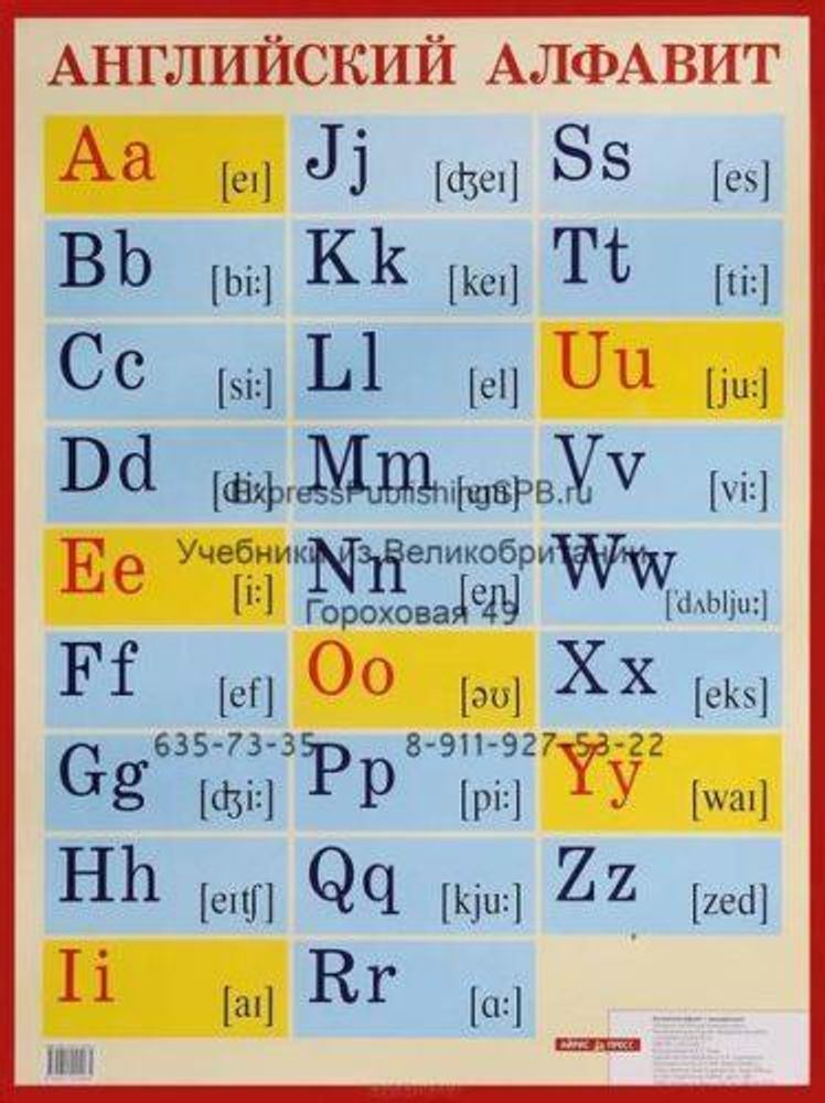 Английский алфавит с транскрипцией. Наглядное пособие