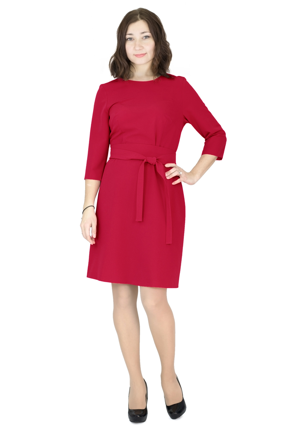 Повседневное платье 1398А, красный #175Кв051398А