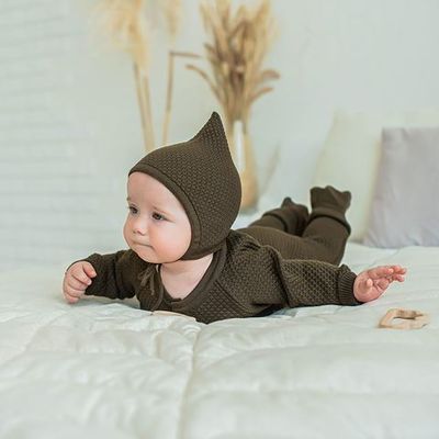 Knitted baby hat 3-18 months - Chocolate Biscuit