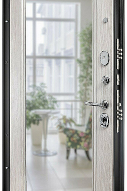 Входная дверь в квартиру с зеркалом Браво (Bravo)  Форм Kale Almon 28/Bianco Veralinga