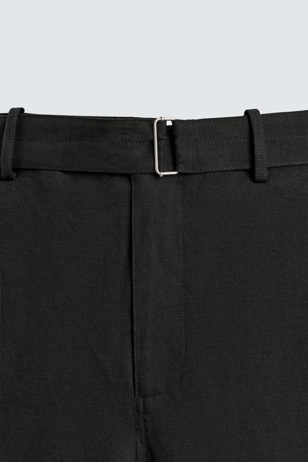 ZARA БРЮКИ RELAXED FIT ИЗ ВИСКОЗЫ И ЛЬНА С РЕМНЕМ, ЧЕРНЫЙ