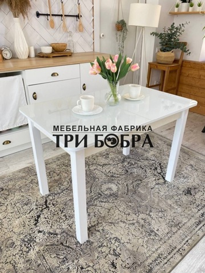 Стол стеклянный раздвижной Белый